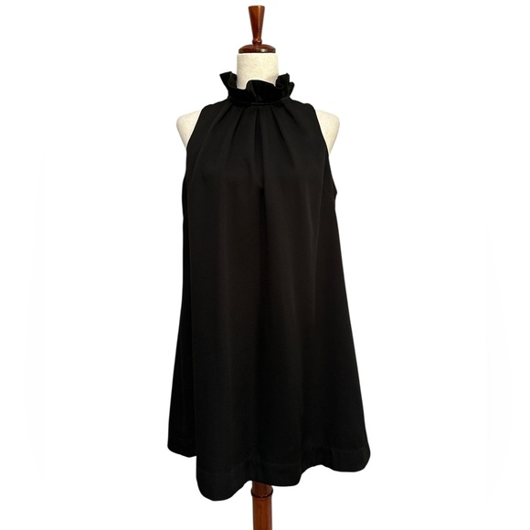 Umgee Dresses & Skirts - Umgee Ruffle Neck A-line Sleeveless Mini Dress with Bow Tie in Black